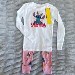 Kids Pajamas with Stitch Design - White and Pink